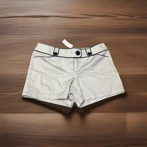 Pantaloncini donna Ann Taylor lino 12 kaki nero bordo tubino nuovi con etichetta - Foto 1 di 4