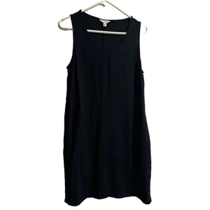 Orvis Damen Gr. S Leinenmischung Kleid V-Ausschnitt schwarz bescheiden Boho Lagenlook Prärie - Bild 1 von 7