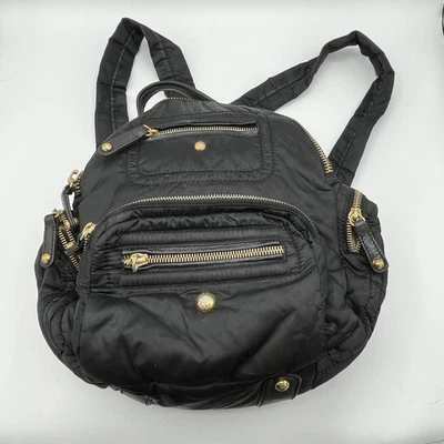 Tods Bag Womens Black Nylon Backpack Gold Hardware Genuine Leather Trim Italy - Image 1 of 4