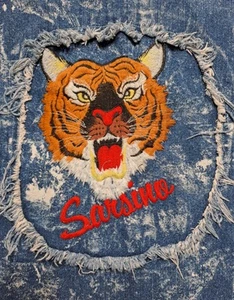 Seltenes Sarsino Acid Wash Hemd/Jacke Oversized bestickt Tiger Grube zu Grube 23" - Bild 1 von 14