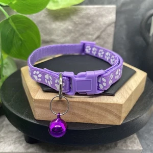 Cat Dog Collar & Bell Paw Print Adjustable 7.5-12.5" Small-Medium Pet New 201 - Picture 1 of 2