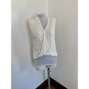 Francescas Boho Crinkle Wrap Twist Linen Summer Crm Tank Tunic Top NWT Crinkle - Picture 1 of 13