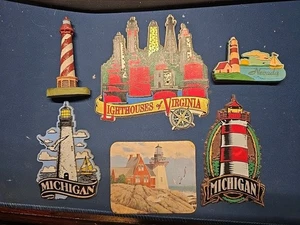 6 Lighthouse Magnets Nevada, Virginia, Michigan - Picture 1 of 1