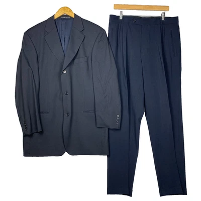 De Colección Hugo Boss Traje Para Hombres 42T Azul Marino Lana 2 Piezas Blazer Pantalones Minimalista Lujo Foto 1 de 4