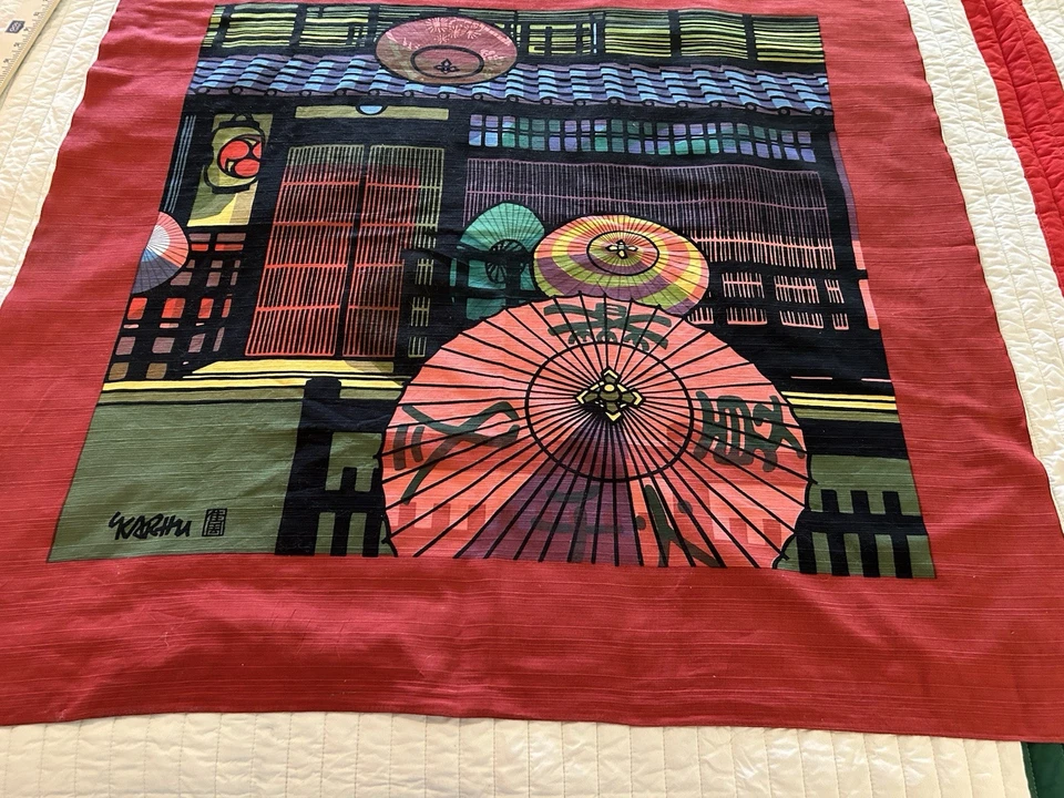 Tapiz Furoshiki colgante de pared vintage Clifton Karhu KYOTO Gion Koinobori Foto 1 de 4