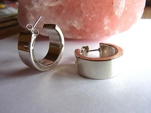 SCHMUCK-STCK NEU OHRRINGE SILBER CREOLEN hochglanz breit - Picture 1 of 1