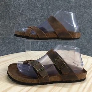 White Mountain Footbeds Sandals Womens 8 M Gracie Slide Brown Leather Open Toe - Picture 1 of 17