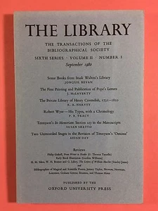 DIE BIBLIOTHEK, die bibliographische Gesellschaft, sechste Serie Band II Nr. 3. September 1980 - Bild 1 von 3