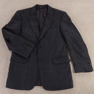 Jos A Bank Jacket M Blue Heather Over Check 100% Wool Twill Worsted Blazer 40R - Picture 1 of 15