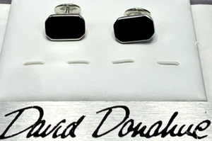 VTG DAVID DONAHUE Stainless Steel Engraveable Silver Tone Cufflinks, NOS - Picture 1 of 4