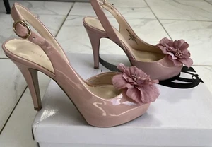 Nine West Women's Patent Pink Stiletto Sling Back Heels Size 3 EU36 - Used - Picture 1 of 15