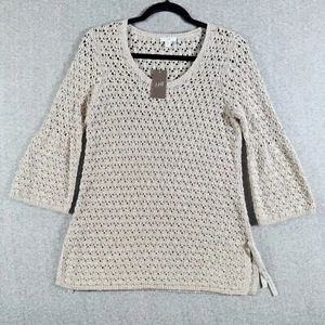 J Jill Top Damen XS Petite Sand Weiß Strick Häkel Tunika Boho Seitenbinder - Bild 1 von 14
