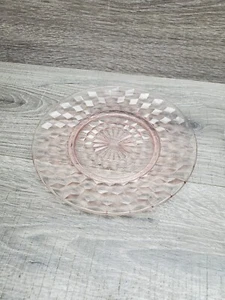 Vtg Jeannette Glass Cubist Pink Glass Plate 8" Plate - Picture 1 of 4