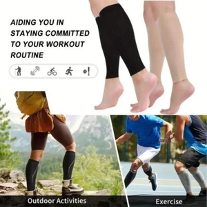 Calf Support Sleeves Leg Compression Socks for Runners Shin Splint Varicose Vein - Picture 1 of 24