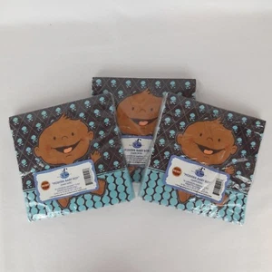 Lote de servilletas de fiesta para baby shower niño piel oscura azul marrón punto grande moderno - Imagen 1 de 6