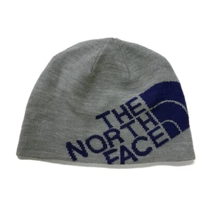 The North Face Beanie Reversible Youth Medium Gray Purple Winter Hat Girls - Picture 1 of 6