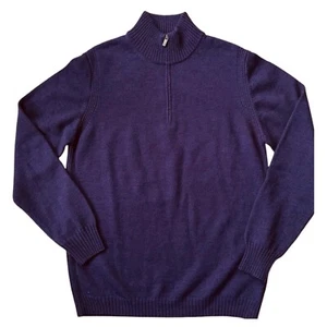 Suéter de Lana Merino FACONNABLE Para Hombres Talla S 1/4 Cremallera Cuello Simulado Pullover - Imagen 1 de 6