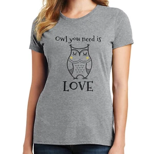 Owl You Need is Love T-Shirt Owl shirt All you need is Love 2193 - Picture 1 of 3