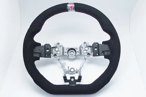 D-Shape Whole Alcantara W/Red Stripe Steering Wheel for 15-21 SUBARU WRX STI VA - Picture 1 of 10
