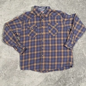 Camisa a Presión Wrangler Perla Para Hombres Grande A Cuadros Algodón Occidental Manga Larga Top - Imagen 1 de 11