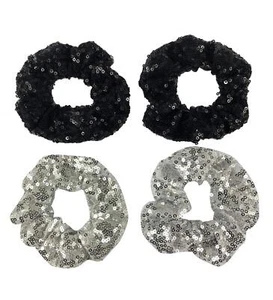 4 Pcs Sequin Hair Scrunchie Hair Bobbles Metallic Elastics Ponytail Holders H... - Picture 1 of 4