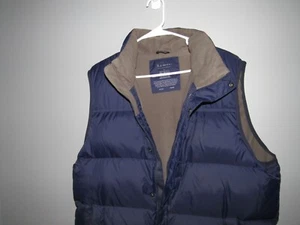 L.L. BEAN Men's Large Blue Goose Down Filled Vest Jacket Zip & Snap Front Puffer - Picture 1 of 5
