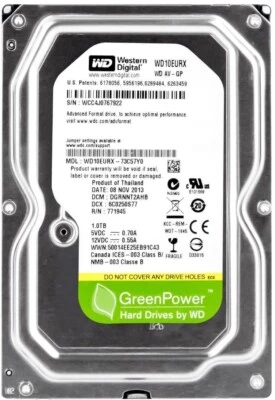 FESTPLATTE WD GREEN WD10EURX AV-GP 1TB 5400U/min 64MB CACHE SATA III 3.5'' Zoll - Bild 1 von 3