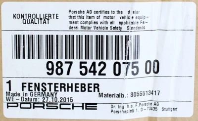 Elevador de ventana original Porsche sin número de pieza de motor - 98754207500 Foto 1 de 4