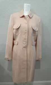 Ann Taylor Women's Size 10 Long Sleeve Collared Trench Coat Jacket Peach & Cream