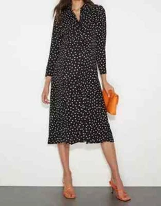 DOROTHY P3RKINS LADIES SPOT MATERNITY MIDI SHIRT DRESS BLACK NEW (162) SALE - Picture 1 of 3