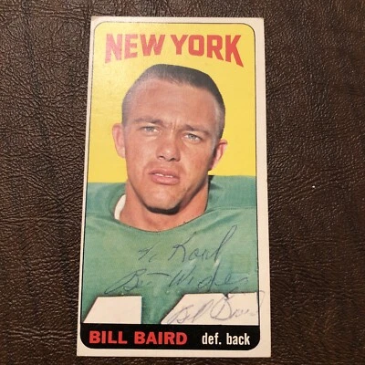 1965 TOPPS BILL BAIRD AUTO/SIGNED #111 NEW YORK JETS FOOTBALL CARD B - Image 1 of 4