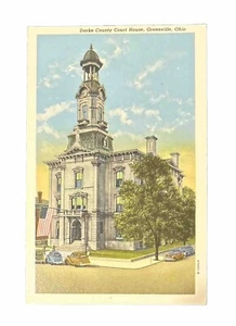Postcard Greenville Ohio • Darke County Court House Old Time Cars • Posted 1978 - Picture 1 of 2