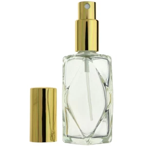 DIAMOND CUT REFILLABLE GLASS BOTTLES & GOLD SPRAYERS 2OZ 60ml DIY OILS COLOGNES - Picture 1 of 5