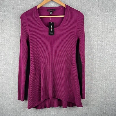 Suéter Style Co Feminino Pequeno S Pulôver com nervuras Manga Longa Magenta Novo - Imagem 1 de 4