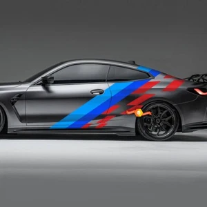 Side M Colors Stripes Checkered Flag Doors Vinyl Decals fit to BMW F/G series - Bild 1 von 1