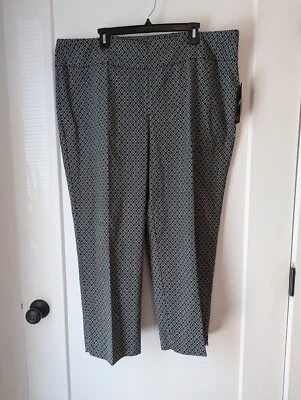 Valerie Stevens Damas 22W Negro Blanco Geométrico Pantalones al Tobillo Informales Carrera Foto 1 de 4