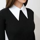 Long Pointed Flat Dickey Collar False Faux Cotton Half White Blouse Shir