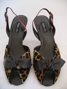 New Style & Co Womens Shoes High Heels Slingback Sandals Open Toe 6 Animal Print - Picture 1 of 7