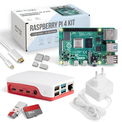 Raspberry Pi 4 Set | Netzteil | Gehäuse | 64GB Edition | USB-Reader | Kühlkörper - Bild 1 von 4