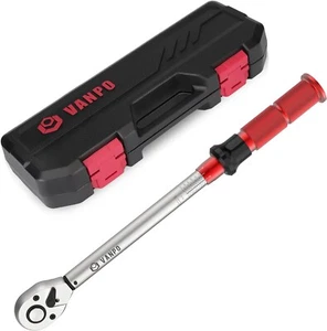 VANPO Clé Dynamométrique 1/2'', Clé de Torsion 20-220Nm, Précision ±3%, Outillag