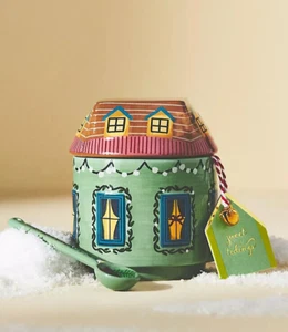 New Anthropologie Christmas Chalet Sugar Pot Bowl Holiday House Village Gift Tea - Picture 1 of 3