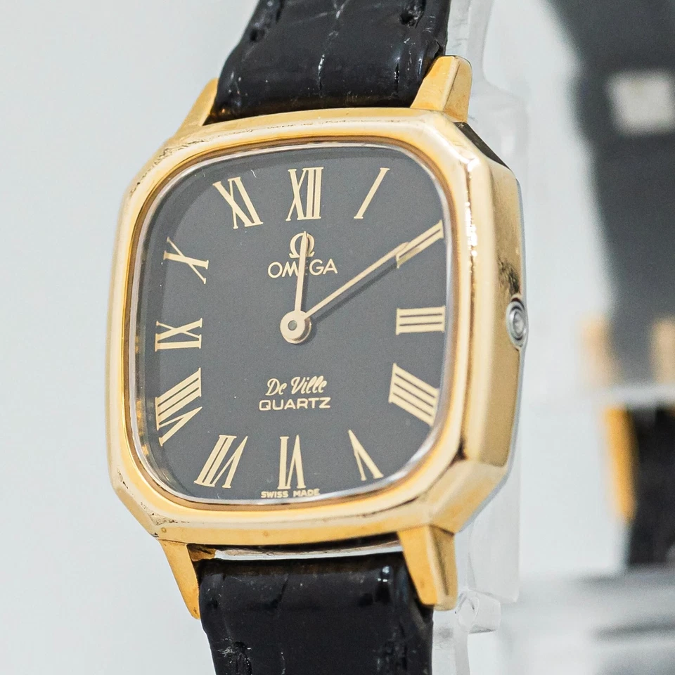 Sin Tarifas *CASI COMO NUEVO* Cuarzo OMEGA De Ville De Colección Cal.1353 Negro Romano Para Mujer Foto 1 de 4
