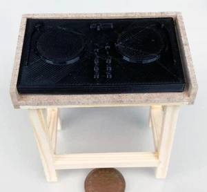 DJ's Plastic Turntable Deck & Wood Stand Tumdee Dolls House 1:12 Scale Miniature - Picture 1 of 10
