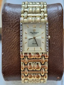 Vintage JULES JURGENSEN Mens Quartz Watch 36mm Diamond Bezel Bracelet Swiss - Picture 1 of 8