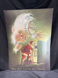 Vintage Original Farbanzeige Coca-Cola Weihnachtsmann 1948 schöner Zustand  - Bild 1 von 7