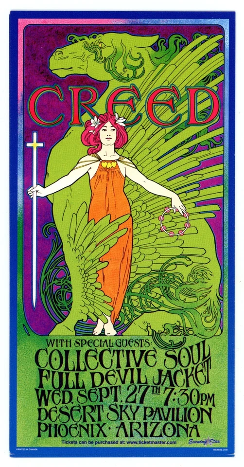 Creed - Original Edition - 2000 Phoenix - 12 1/2 X 24 - Art & Signed Bob Masse - Image 1 of 1