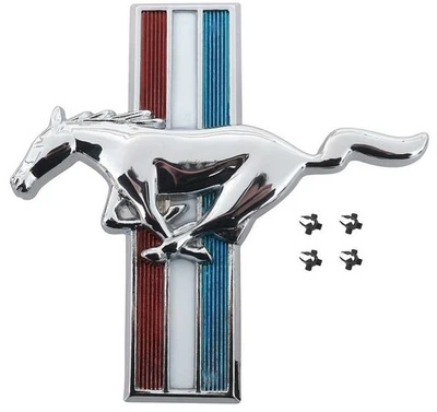 Reproduction Running Horse Tri-Bar Fender Emblem Fits 1964-1968 Ford Mustang; LH - Image 1 of 4