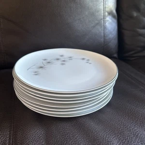 Set (8) Vintage Creative Fine China 1014 PLATINUM STAR BURST 9.25” Dinner Plates - Picture 1 of 15