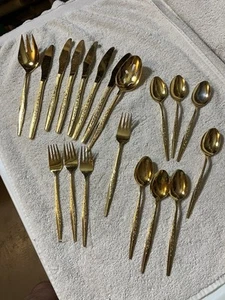 19 Pc Mix Vintage JH Golden Bouquet Stainless Flatware Knives Forks Spoons - Picture 1 of 7