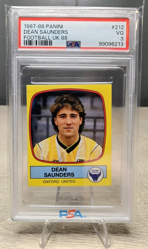 1987-88 Panini Football UK 88 #212 Dean Saunders Rookie Sticker Card PSA 3 RC - Image 1 of 2